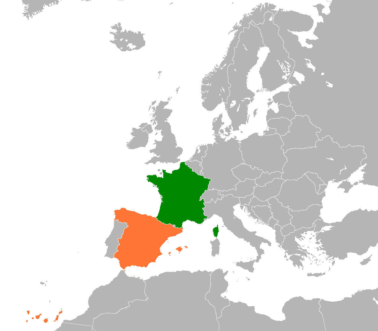 France Spain Locator